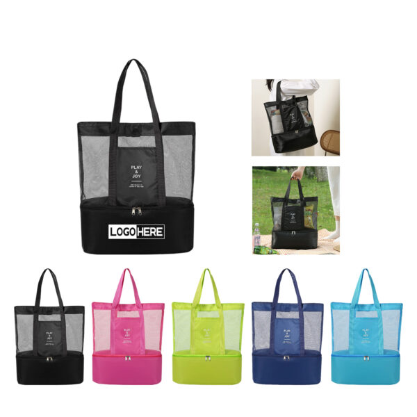 Double Layer Mesh and Cooler Beach Tote Bag
