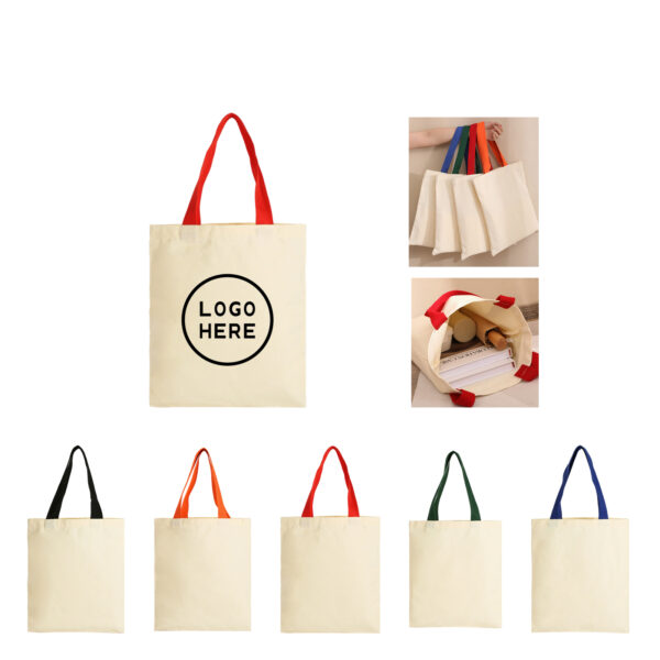 Cotton Canvas Tote Bag with 22" Webbed Handles for Shopping or Traveling