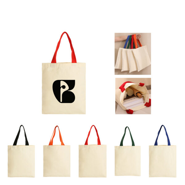 Cotton Canvas Tote Bag with 22" Webbed Handles for Shopping or Traveling