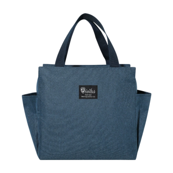 Cation Material Lunch Cooler Bag with Aluminum Foil Insulation and Side Pockets