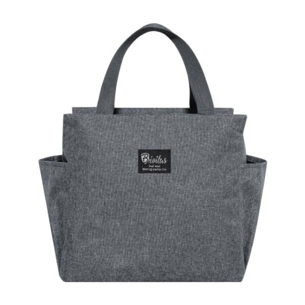 Cation Material Lunch Cooler Bag with Aluminum Foil Insulation and Side Pockets
