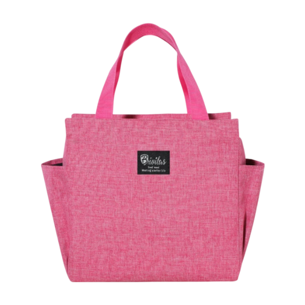 Cation Material Lunch Cooler Bag with Aluminum Foil Insulation and Side Pockets