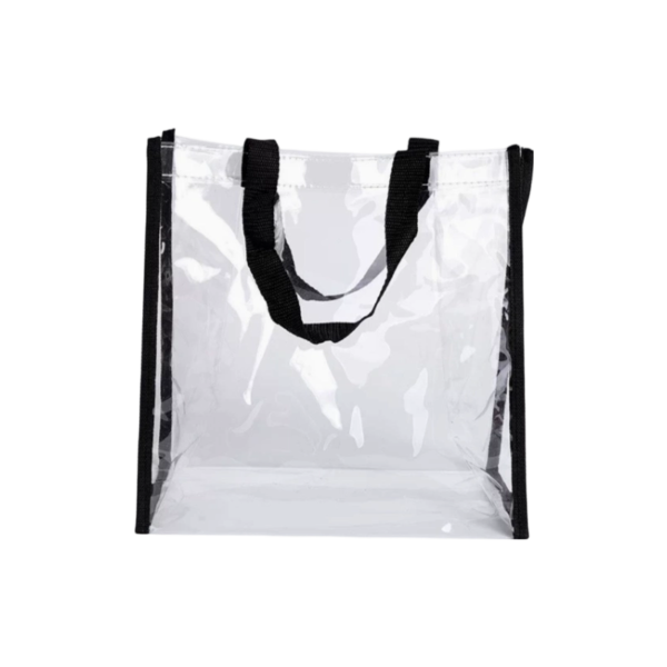 Heavy PVC Clear Stadium Tote Bag with Black Web Trim and 21" Handles