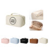 Waterproof PU Leather Cosmetic Bag with Multiple Pockets and Two-Way Zippers