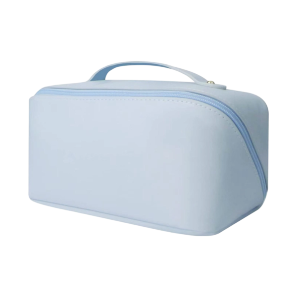 Waterproof PU Leather Cosmetic Bag with Multiple Pockets and Two-Way Zippers