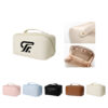 Waterproof PU Leather Cosmetic Bag with Multiple Pockets and Two-Way Zippers