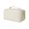 Waterproof PU Leather Cosmetic Bag with Multiple Pockets and Two-Way Zippers