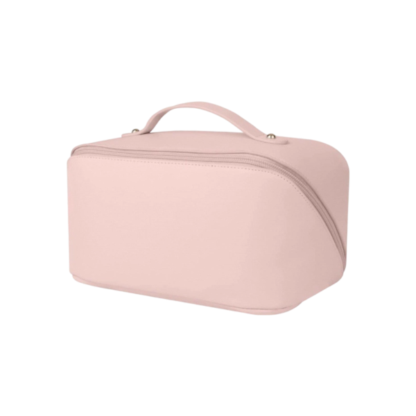 Waterproof PU Leather Cosmetic Bag with Multiple Pockets and Two-Way Zippers