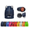 Oxford Fabric Drawstring Backpack with Waterproof Pocket and Shoe Compartment