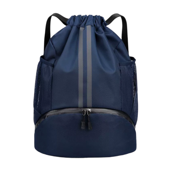 Oxford Fabric Drawstring Backpack with Waterproof Pocket and Shoe Compartment