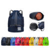 Oxford Fabric Drawstring Backpack with Waterproof Pocket and Shoe Compartment