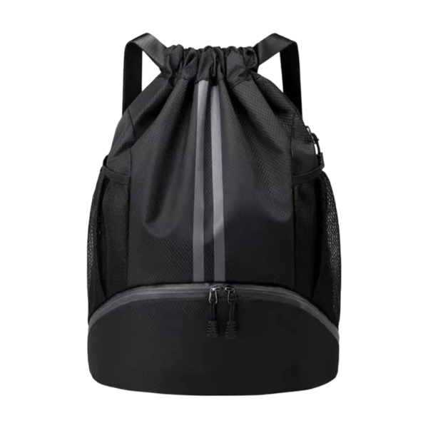 Oxford Fabric Drawstring Backpack with Waterproof Pocket and Shoe Compartment