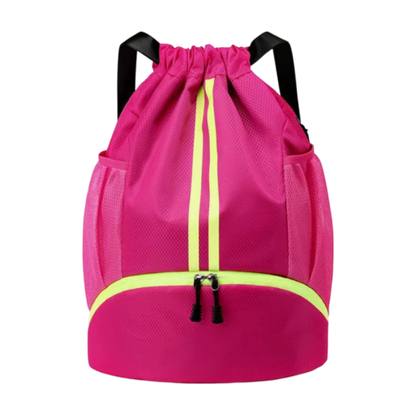 Oxford Fabric Drawstring Backpack with Waterproof Pocket and Shoe Compartment