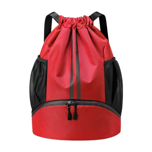 Oxford Fabric Drawstring Backpack with Waterproof Pocket and Shoe Compartment