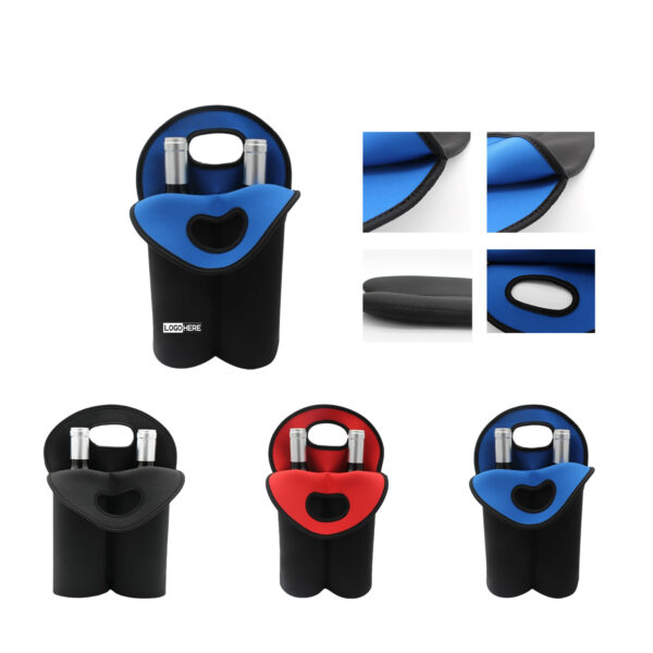 SPL45 Premium Neoprene Dual-Bottle Wine Bag with Two Separate Sleeves and Non-Slip Bottom