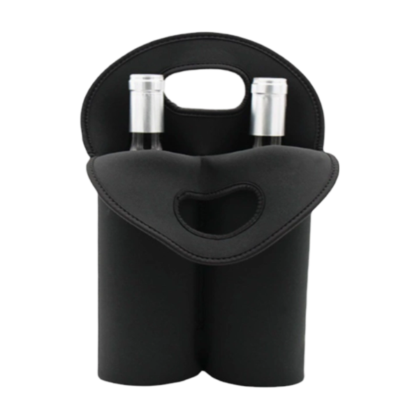 Premium Neoprene Dual-Bottle Wine Bag with Two Separate Sleeves and Non-Slip Bottom