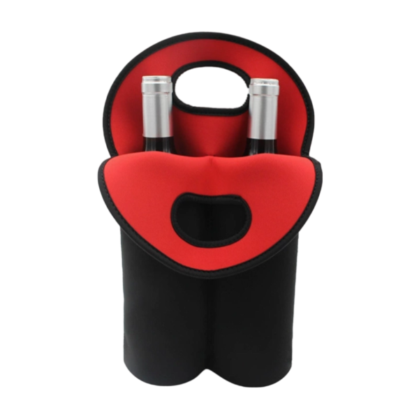 Premium Neoprene Dual-Bottle Wine Bag with Two Separate Sleeves and Non-Slip Bottom