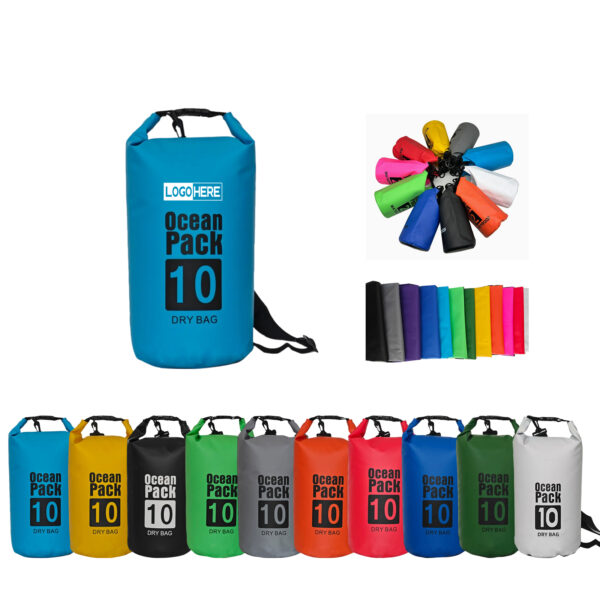 SPL46 10-Liter Waterproof PVC Roll-Top Bag with Adjustable Cross-Body Strap
