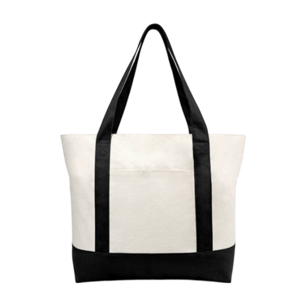 Two-Tone Cotton Canvas Boat Tote Bag
