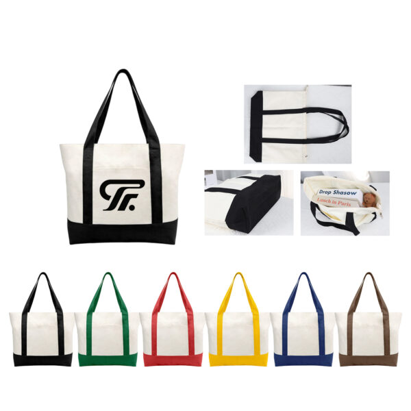 Two-Tone Cotton Canvas Boat Tote Bag