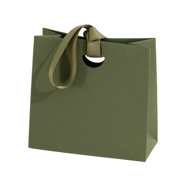 Textured Paper Gift Bag with Ribbon Handles