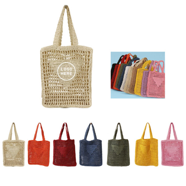 SPL103 Handwoven Straw and Mesh Crochet Beach Tote