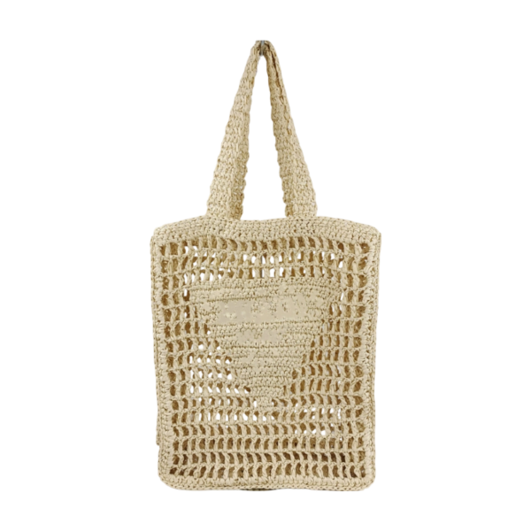Handwoven Straw and Mesh Crochet Beach Tote