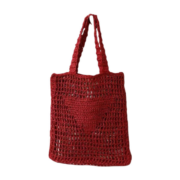 Handwoven Straw and Mesh Crochet Beach Tote