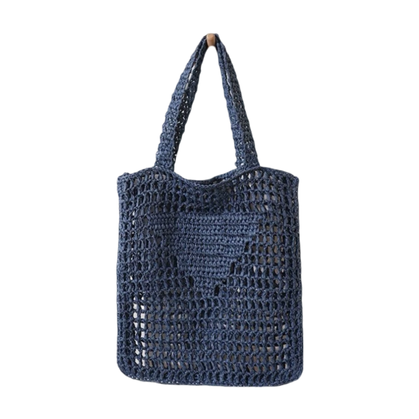 Handwoven Straw and Mesh Crochet Beach Tote
