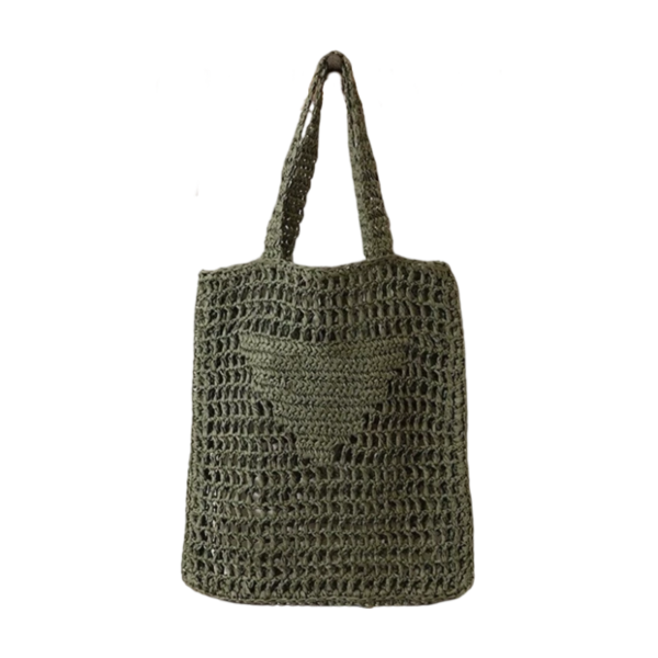 Handwoven Straw and Mesh Crochet Beach Tote