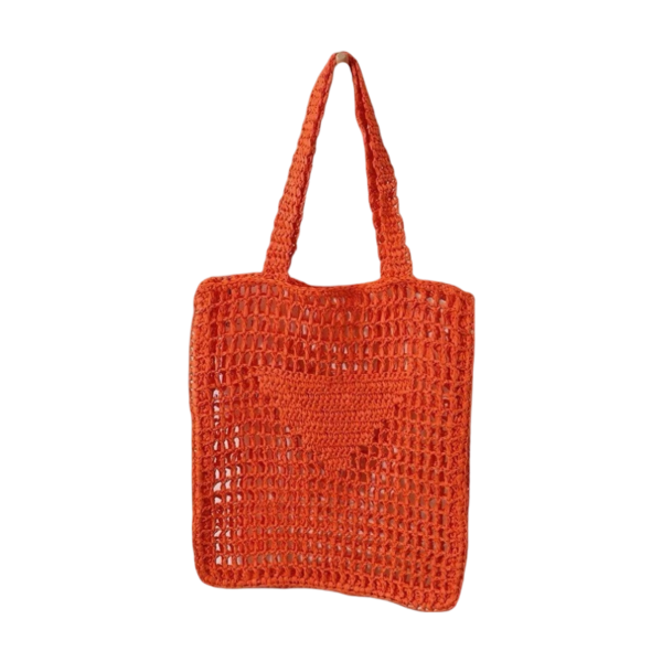 Handwoven Straw and Mesh Crochet Beach Tote
