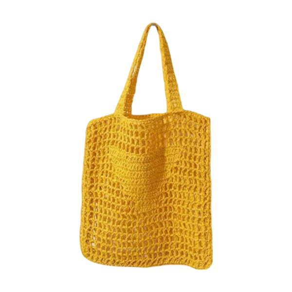 Handwoven Straw and Mesh Crochet Beach Tote