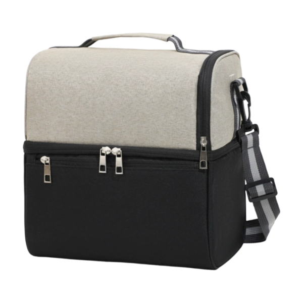 Oxford Double-Layer Insulated Lunch Bag with Multiple Compartments