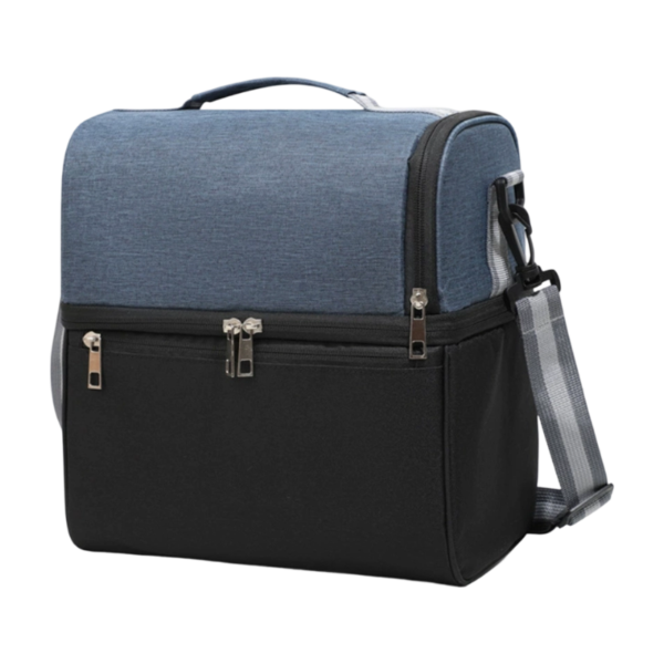 Oxford Double-Layer Insulated Lunch Bag with Multiple Compartments