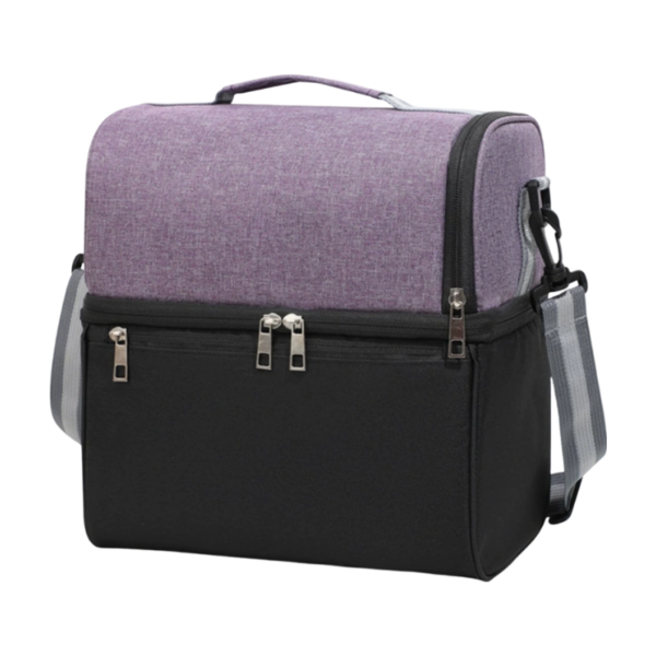 Oxford Double-Layer Insulated Lunch Bag with Multiple Compartments