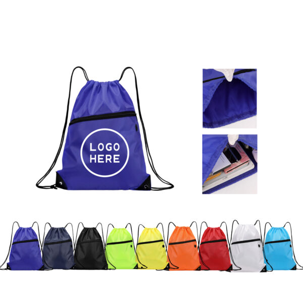 SPL127 Nylon Sports Canvas Drawstring Backpack with Headphone Hole