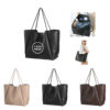 Oversized Soft PU Leather Tote Bag with Magnetic Snap Closure