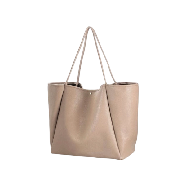 Oversized Soft PU Leather Tote Bag with Magnetic Snap Closure