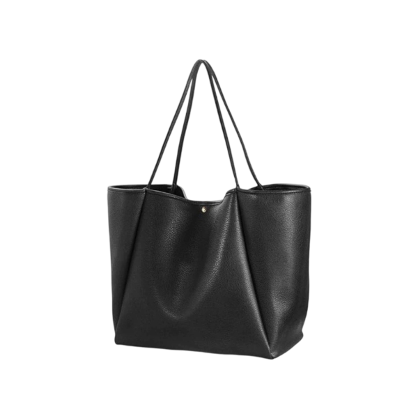Oversized Soft PU Leather Tote Bag with Magnetic Snap Closure
