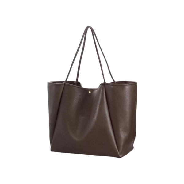 Oversized Soft PU Leather Tote Bag with Magnetic Snap Closure