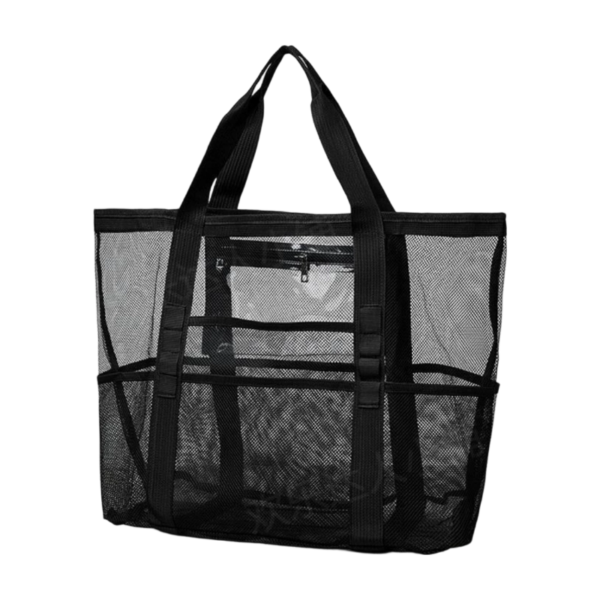 Mesh Beach Tote Bag with Secure Zipper Pocket