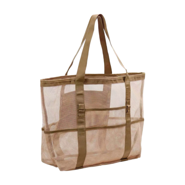 Mesh Beach Tote Bag with Secure Zipper Pocket