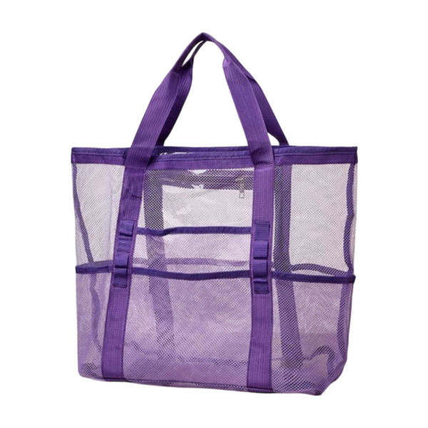 Mesh Beach Tote Bag with Secure Zipper Pocket