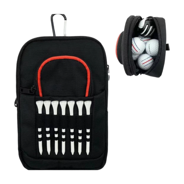 Compact Golf Ball Pouch with Front Tee Holder