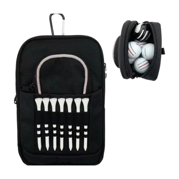Compact Golf Ball Pouch with Front Tee Holder