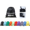 Reflective Polyester Drawstring Backpack with PU Leather