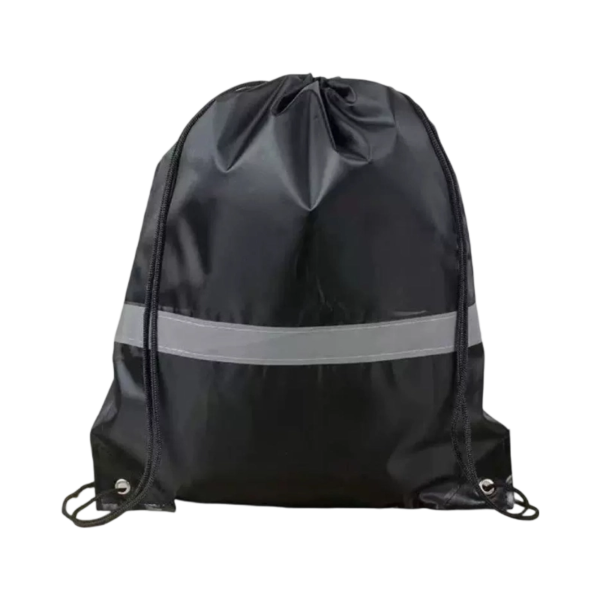 Reflective Polyester Drawstring Backpack with PU Leather