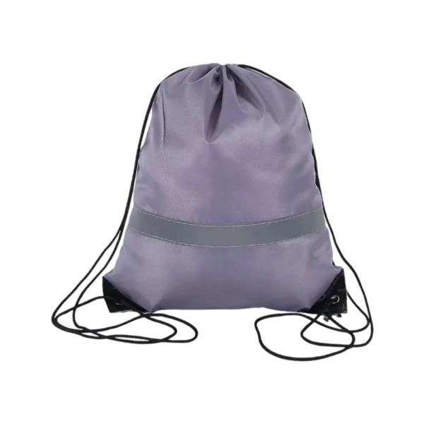 Reflective Polyester Drawstring Backpack with PU Leather