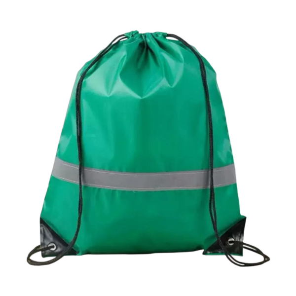 Reflective Polyester Drawstring Backpack with PU Leather