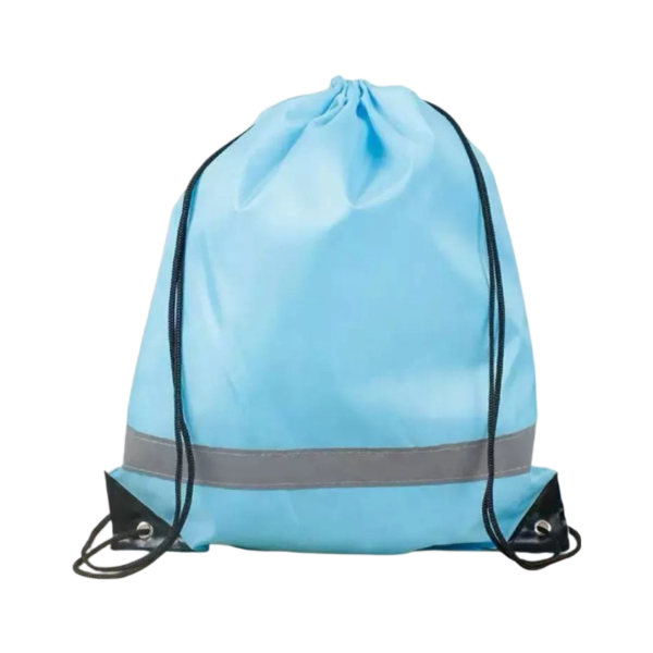 Reflective Polyester Drawstring Backpack with PU Leather